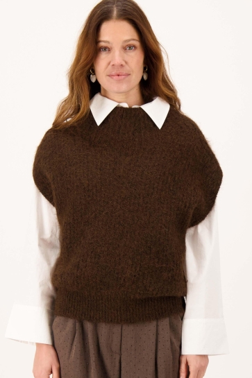 Zusss Trui GROVE MOUWLOZE COLTRUI 0306 0023 1041 DARK CHOCO