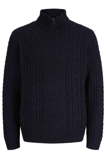 Jack & Jones jprblucallum cable knit half zip Blauw