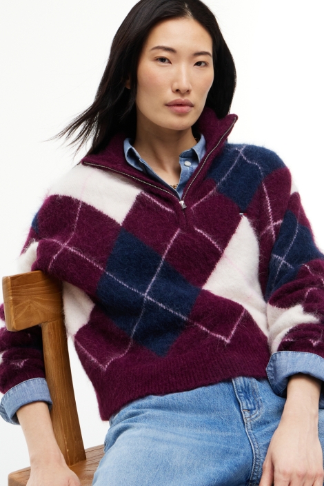 Tommy Jeans bordeaux dames trui | Model vooraanzicht