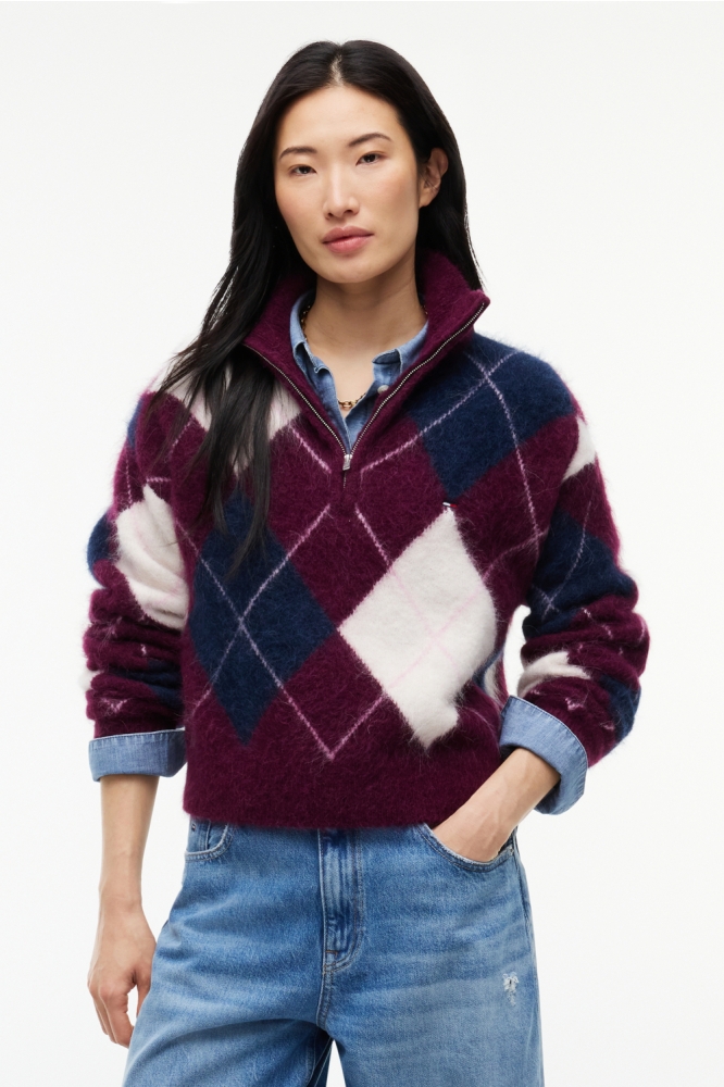 Tommy Jeans bordeaux dames trui | Model vooraanzicht