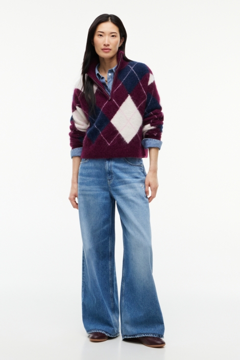 Tommy Jeans bordeaux dames trui | Model