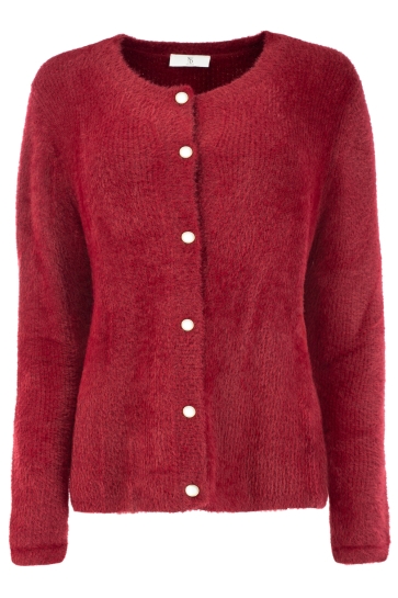 NED Vest DELTA LS RMJ FURRY KNIT 26W1 U172 12 Rhubarb Red