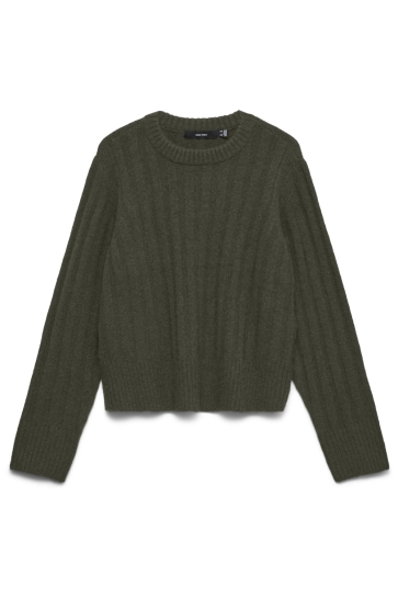 Vero Moda Trui VMBANG RIB LS O-NECK PULLOVER BOO 10347171 FOREST NIGHT/MELANGE