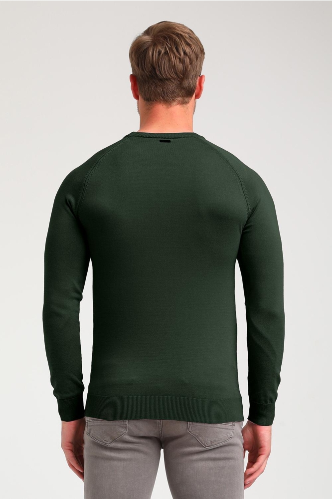 Gabbiano groene heren trui | Model achteraanzicht