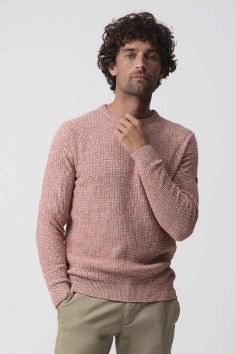 Campbell oranje heren trui | Model vooraanzicht