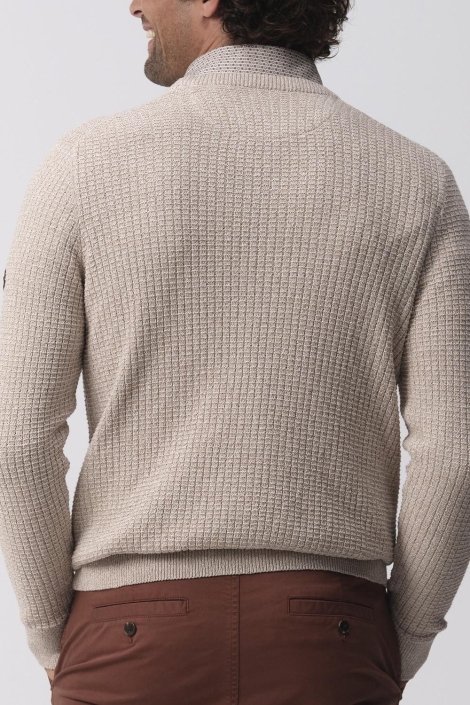 Campbell beige heren trui | Model achteraanzicht