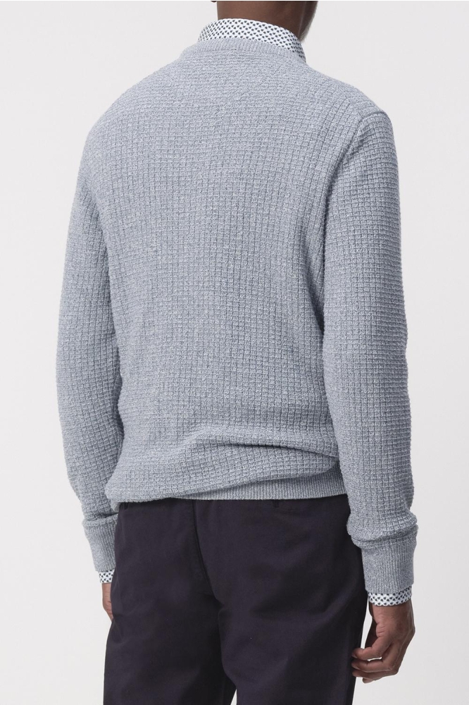 Campbell blauwe heren trui | Model achteraanzicht