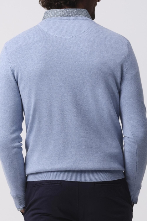 Campbell blauwe heren trui | Model achteraanzicht