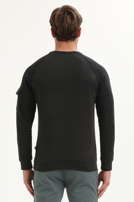 Gabbiano zwarte heren sweater | Model achteraanzicht