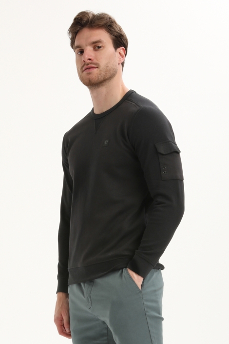 Gabbiano zwarte heren sweater | Model zijaanzicht