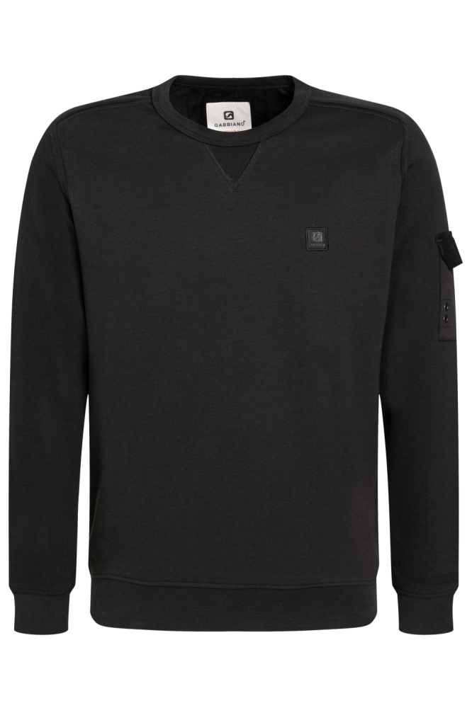 Gabbiano zwarte heren sweater | Vooraanzicht