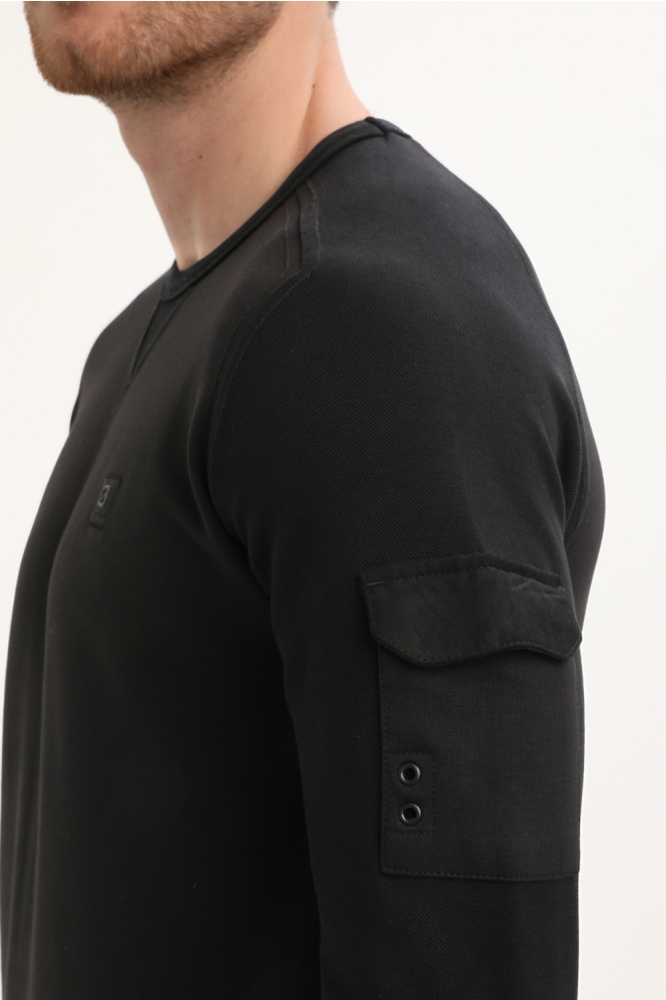 Gabbiano zwarte heren sweater | Close up