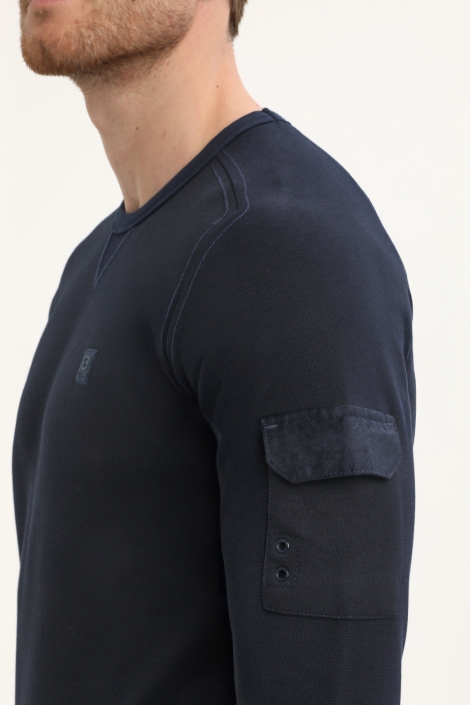 Gabbiano blauwe heren sweater | Close up