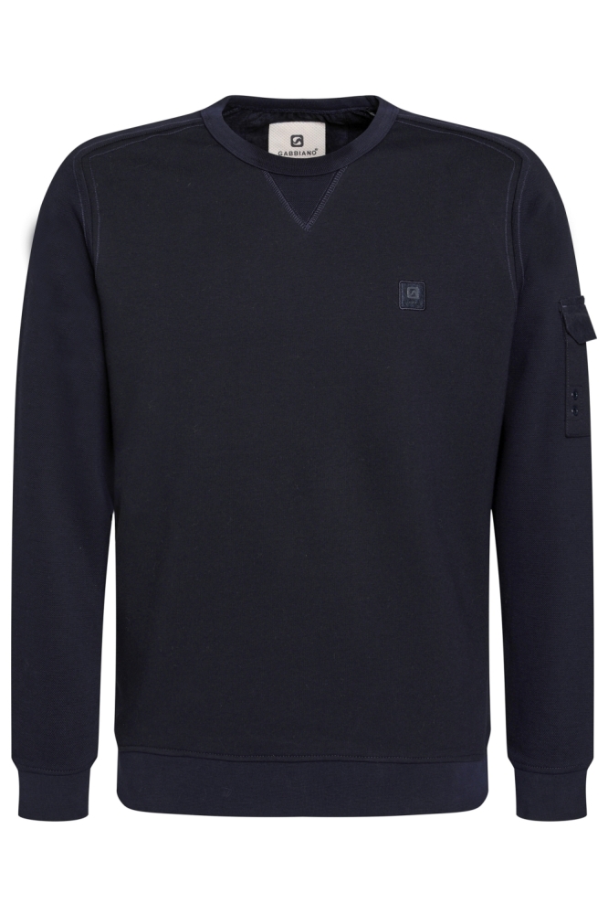 Gabbiano blauwe heren sweater | Vooraanzicht