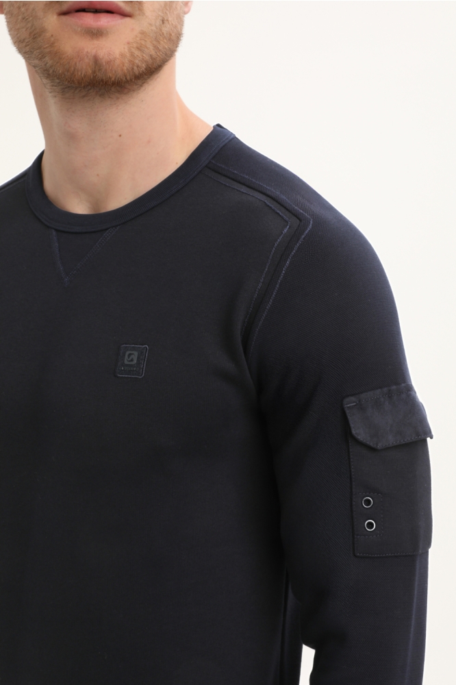 Gabbiano blauwe heren sweater | Close up