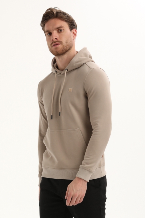 Gabbiano taupe heren sweater | Model zijaanzicht