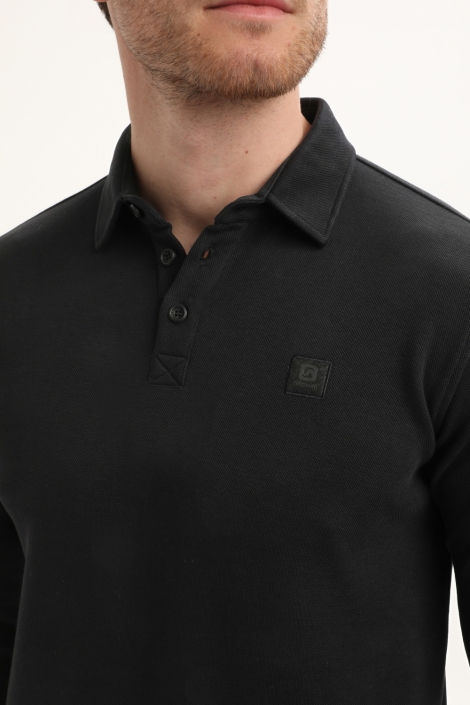 Gabbiano zwarte heren polo | Close up
