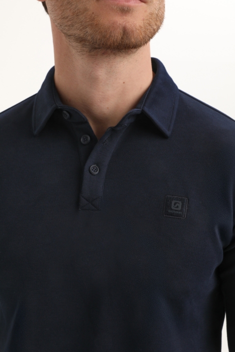 Gabbiano blauwe heren polo | Close up