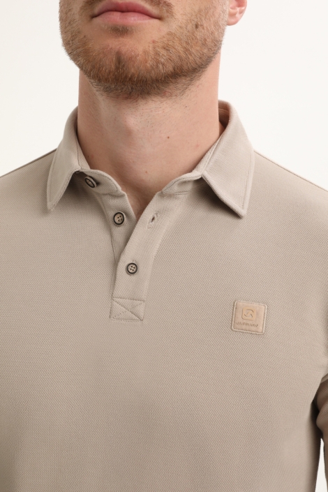 Gabbiano taupe heren polo | Close up