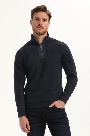 Gabbiano HALFZIP OTTOMAN STRUCTUUR SWEATER 775775 NAVY