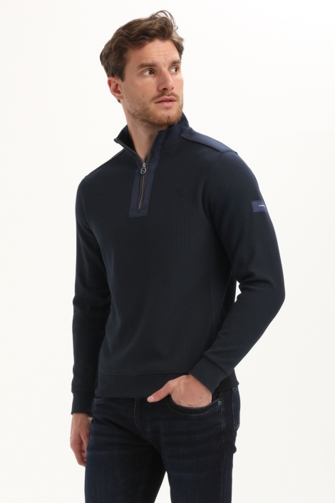 Gabbiano blauwe heren trui | Model zijaanzicht