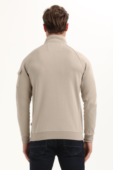 Gabbiano beige heren sweater | Model achteraanzicht