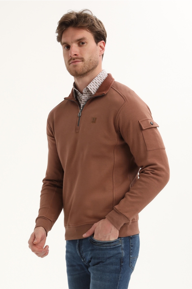 Gabbiano oranje heren sweater | Model zijaanzicht