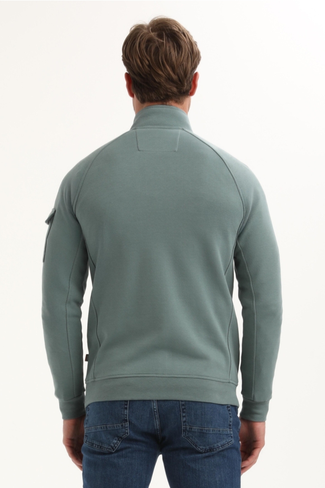 Gabbiano blauwe heren sweater | Model achteraanzicht