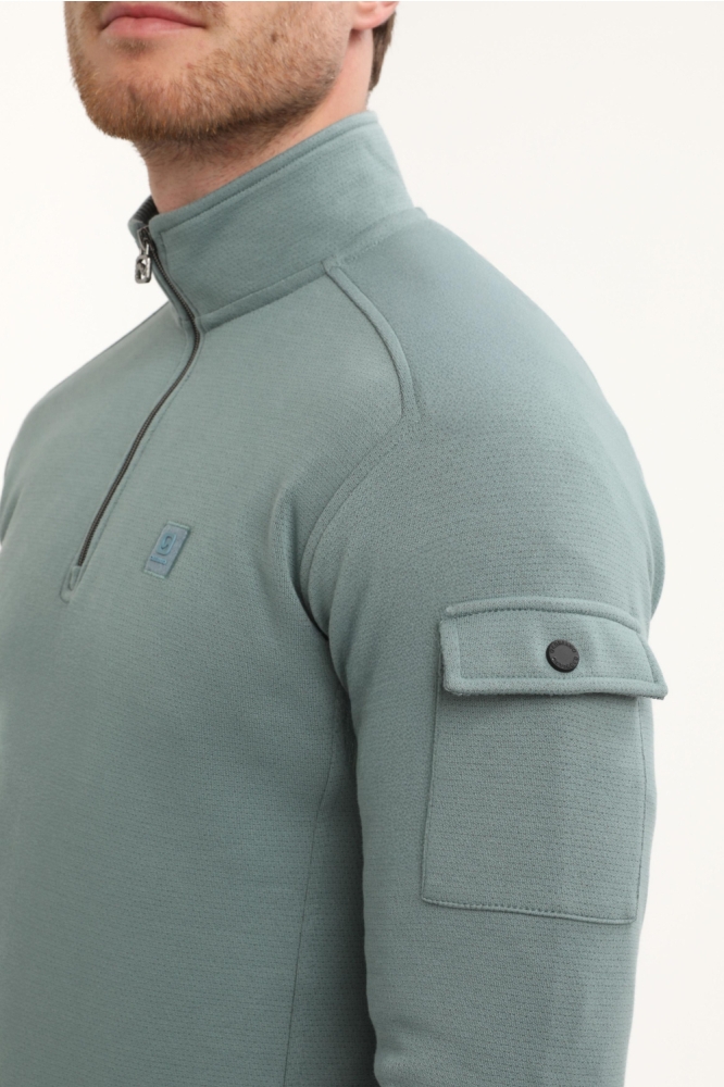 Gabbiano blauwe heren sweater | Close up