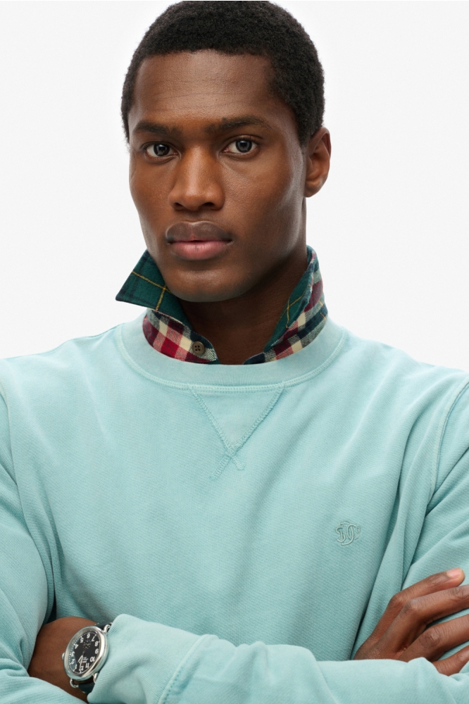 Superdry blauwe heren sweater | Close up