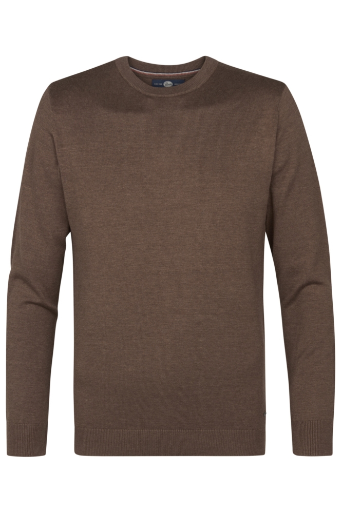 Petrol Industries bruine heren trui | Vooraanzicht