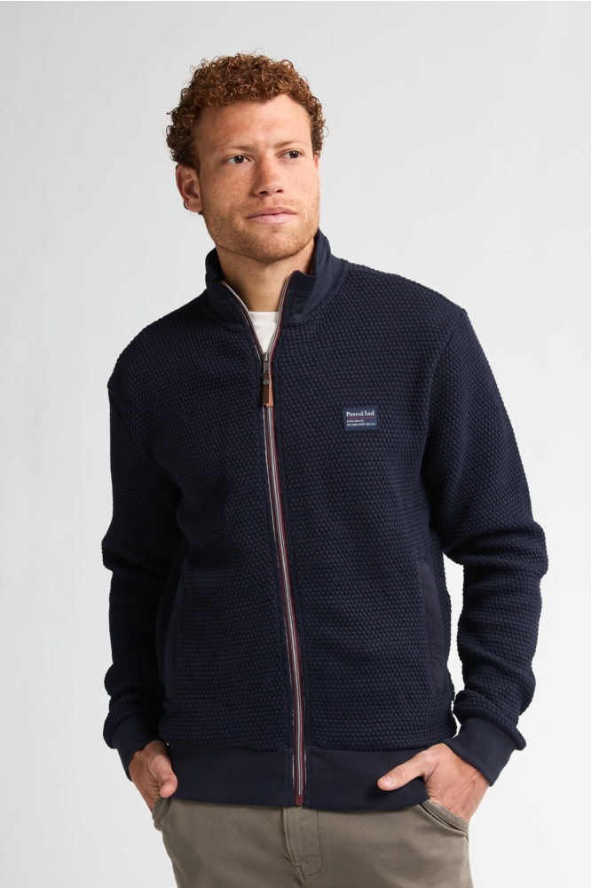 Petrol Industries blauwe heren vest | Model vooraanzicht