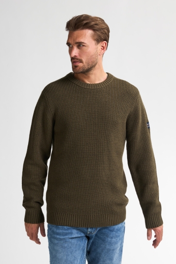 Petrol Industries GEBREIDE TRUI MET RONDE HALS M 3050 KWR263 6088 Army Green