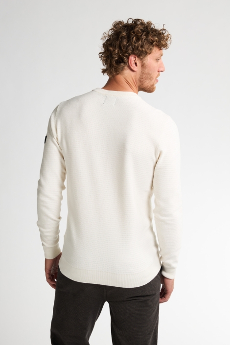 Petrol Industries beige heren trui | Model achteraanzicht