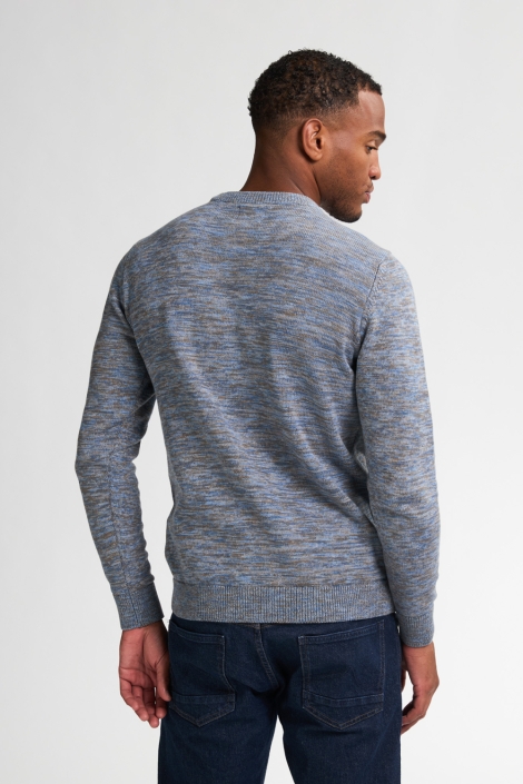 Petrol Industries blauwe heren trui | Model achteraanzicht