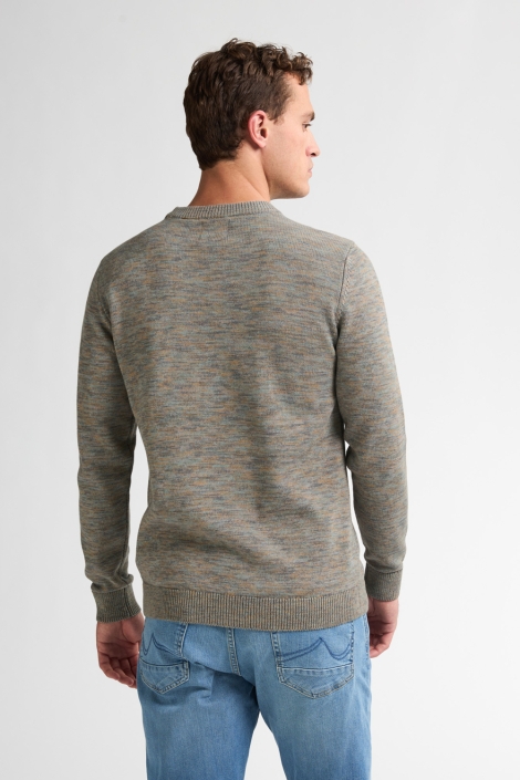 Petrol Industries groene heren trui | Model achteraanzicht