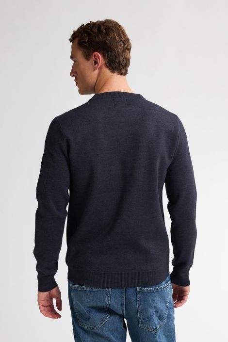Petrol Industries blauwe heren trui | Model achteraanzicht