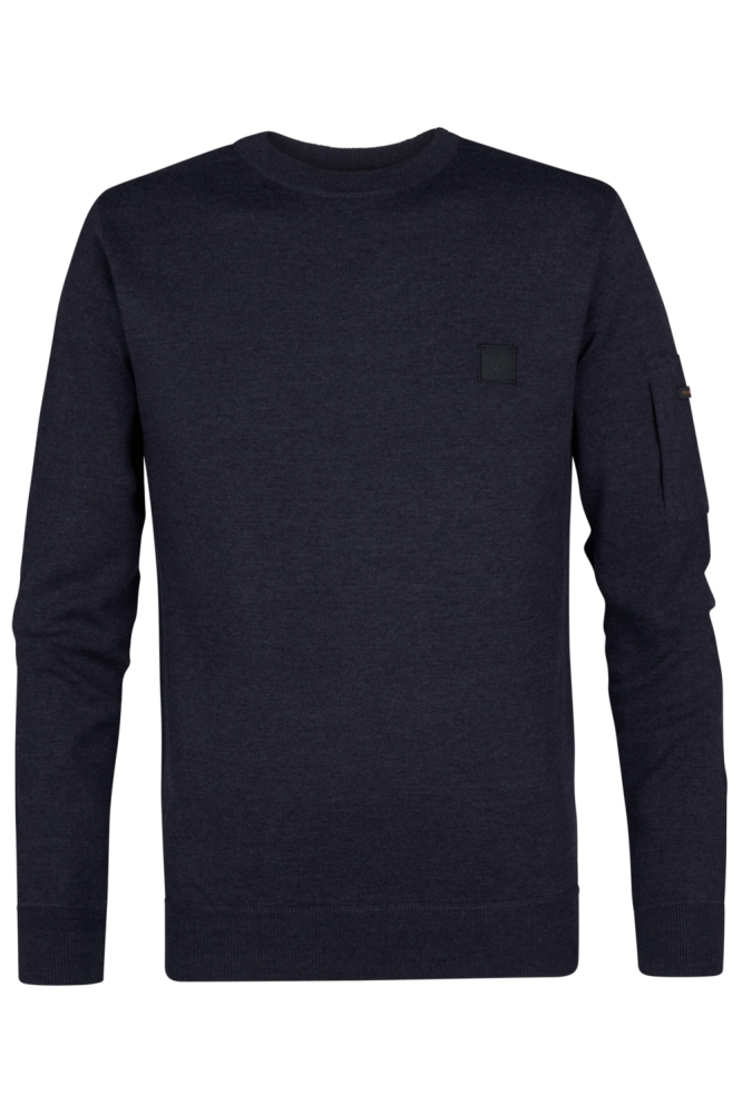 Petrol Industries blauwe heren trui | Vooraanzicht