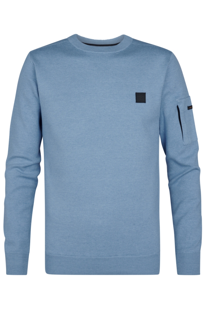 Petrol Industries blauwe heren trui | Vooraanzicht