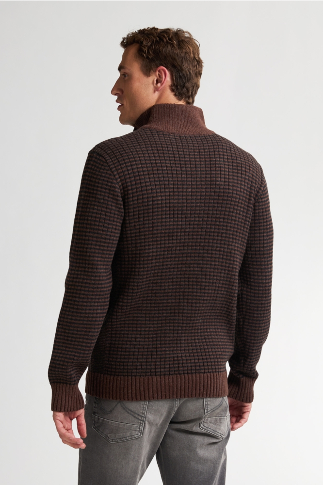 Petrol Industries bruine heren trui | Model achteraanzicht