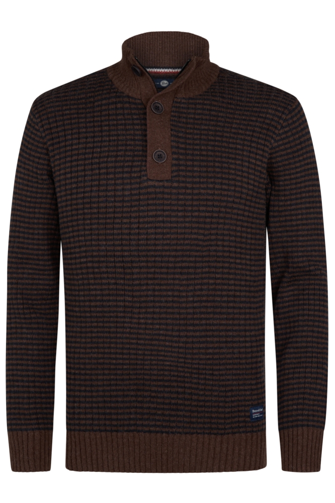 Petrol Industries bruine heren trui | Vooraanzicht