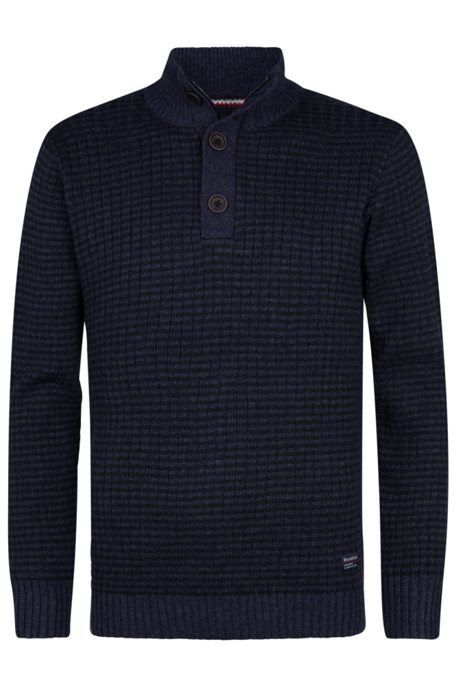 Petrol Industries blauwe heren trui | Vooraanzicht