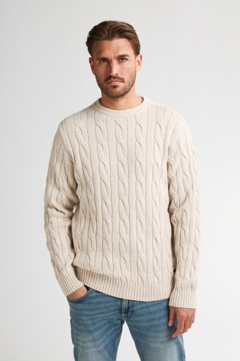 Petrol Industries beige heren trui | Model vooraanzicht