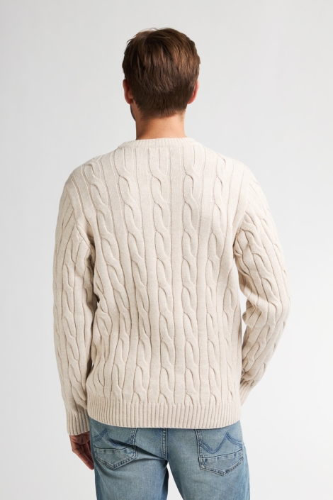 Petrol Industries beige heren trui | Model achteraanzicht