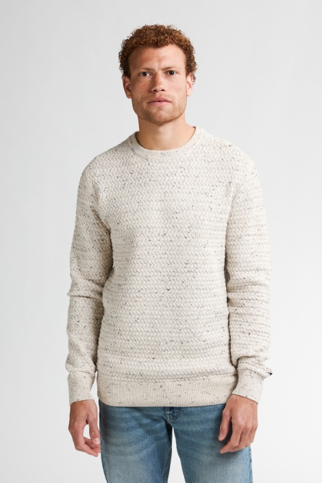 Petrol Industries beige heren trui | Model vooraanzicht