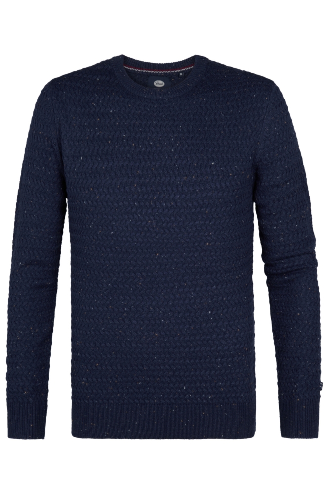 Petrol Industries blauwe heren trui | Vooraanzicht