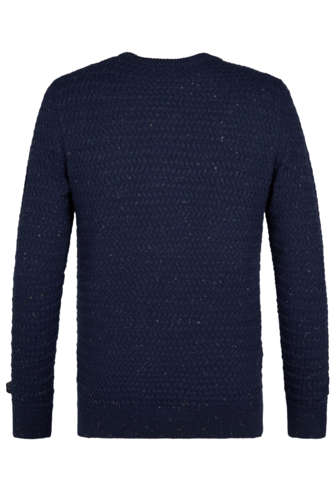 Petrol Industries blauwe heren trui | Achteraanzicht