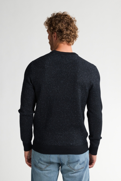 Petrol Industries blauwe heren trui | Model achteraanzicht