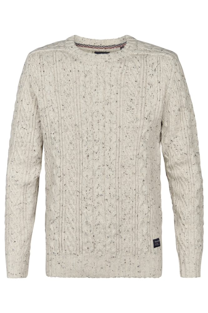 Petrol Industries beige heren trui | Vooraanzicht