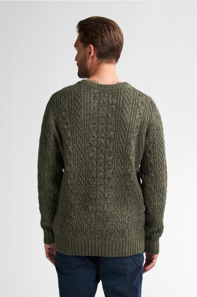 Petrol Industries groene heren trui | Model achteraanzicht